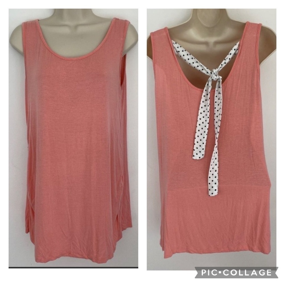 Three Seasons Maternity Top Women Medium Pink Coral Ribbon Tie Tunic Boho Preppy